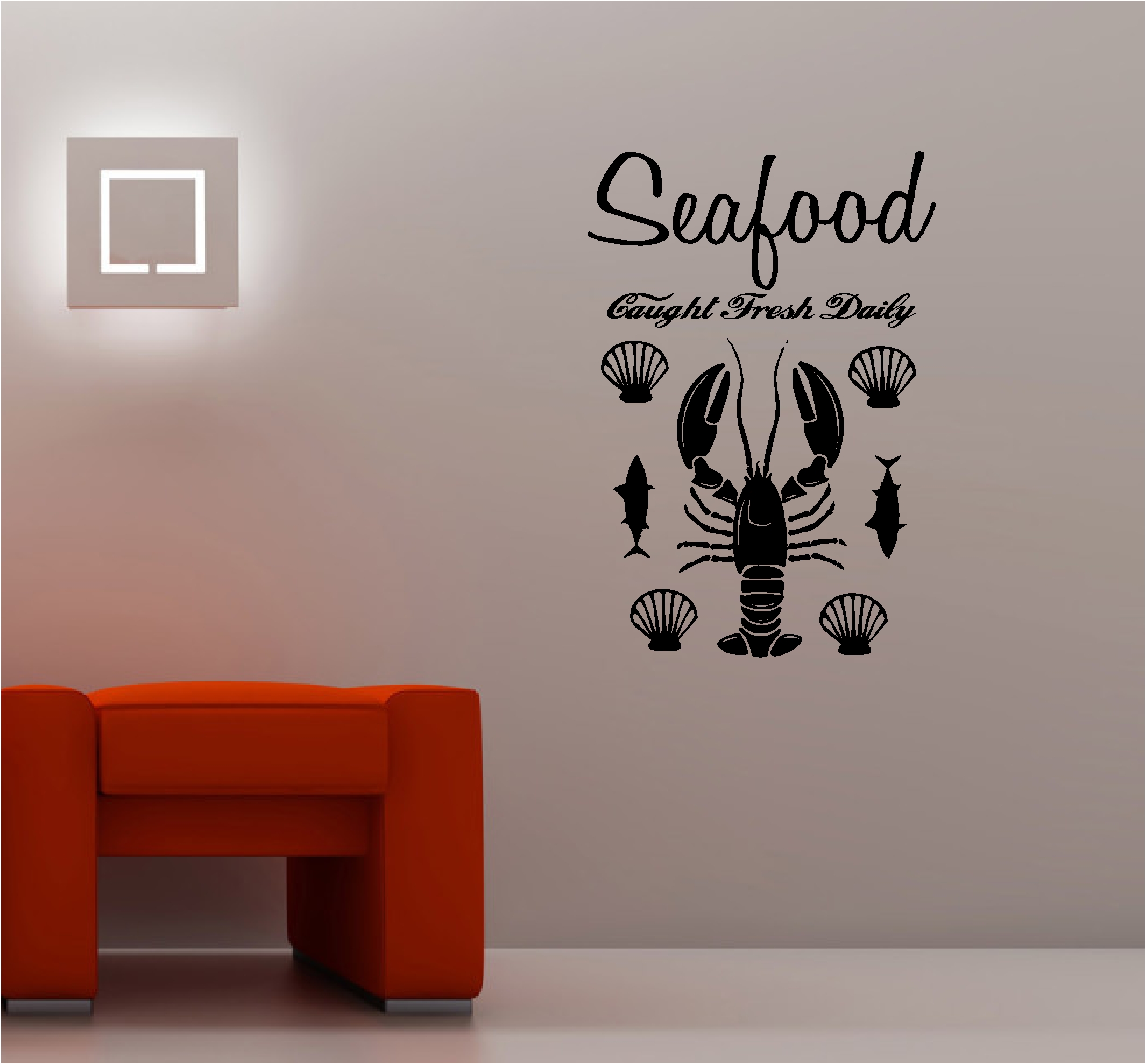 SEAFOOD kitchen vinyl wall art sticker decal DECORATIVE FOOD FISH LOBSTER eBay